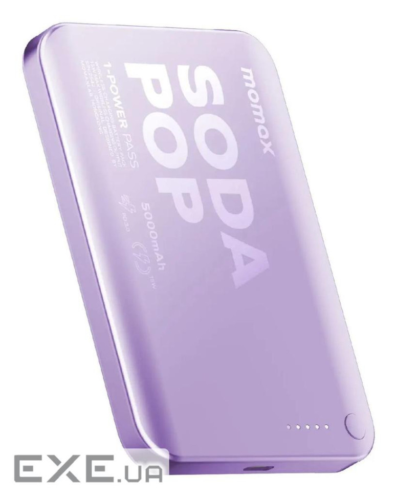 Портативний зарядний пристрій WRL 5000MAH PURPLE IP165U MOMAX