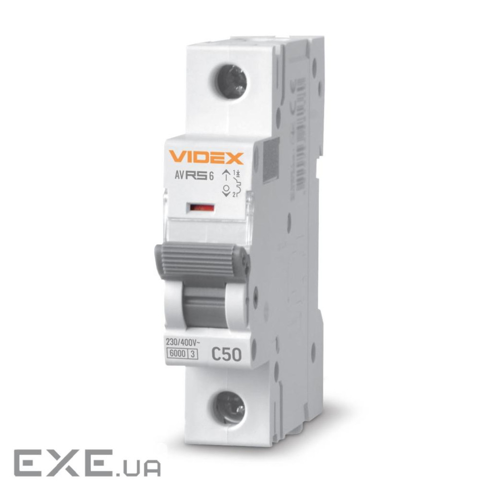 Автоматический выключатель Videx RS6 RESIST 1п 50А 6кА С (VF-RS6-AV1C50)