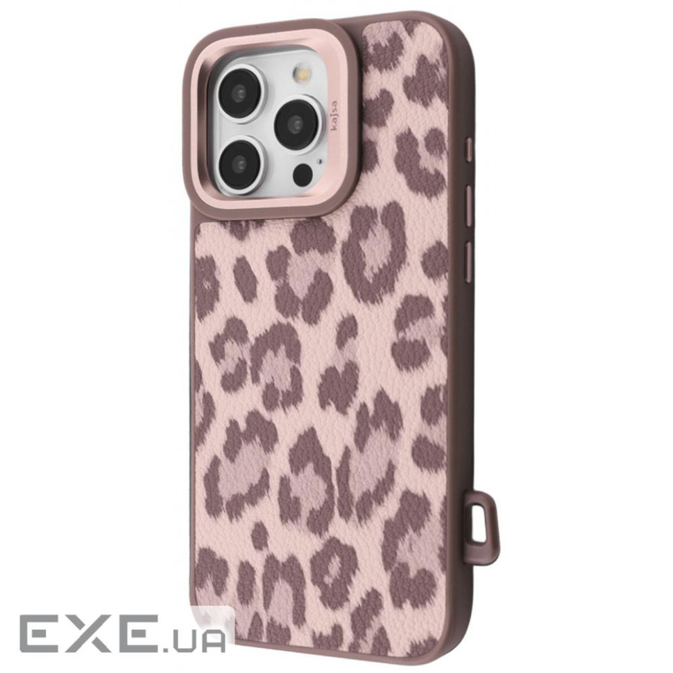 Чехол Kajsa Leopard Pattern with Magnetic Ring iPhone 16 Pro desert titanium (65331 desert titanium)