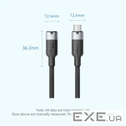 Кабель Vention USB Type-C - USB Type-C (M/F), 100W, 5A, 0.5 м, Black (TRFBD)