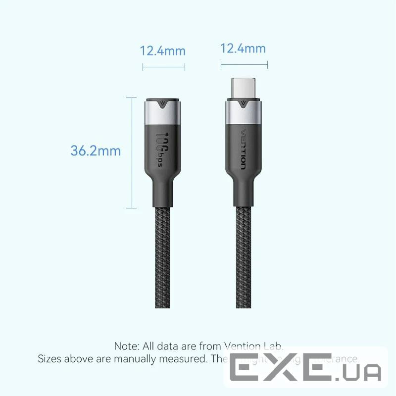 Кабель Vention USB Type-C - USB Type-C (M/F), 100W, 5A, 0.5 м, Black (TRFBD)