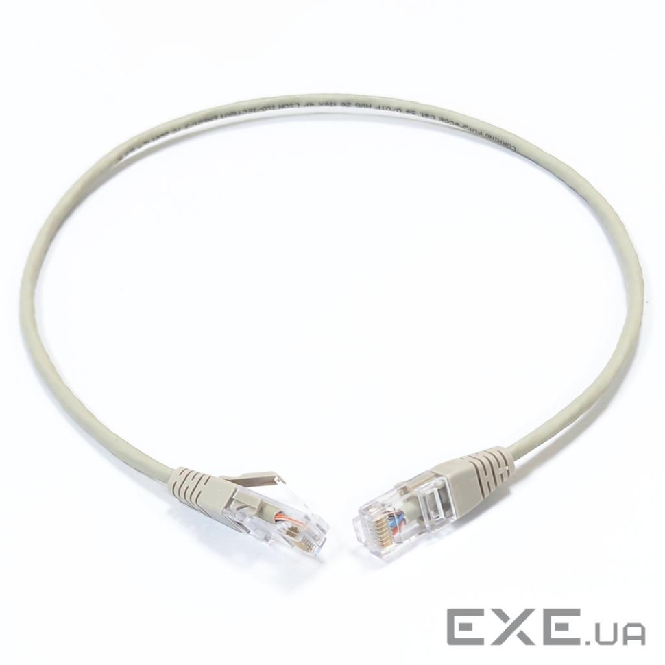 Патч-корд кат. 5е, 26AWG, RJ45-RJ45, сірий, 0.5 м, U/UTP, LSZH, Corning (CCADGE-B1002-A005-C0) , U/UTP, LSZH, Corning (C