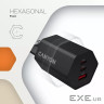 Зарядний пристрій Canyon HEXAGON 65 GaN 65W 2xPD 1xQC EU Black (CND-CHAHEX65B)