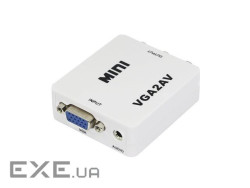 Перехідник моніторний Lucom VGA HD15-> RCAx3 M/M (AV), Pas (RCA-екран) аудіо+відео (62.09.8081-1)