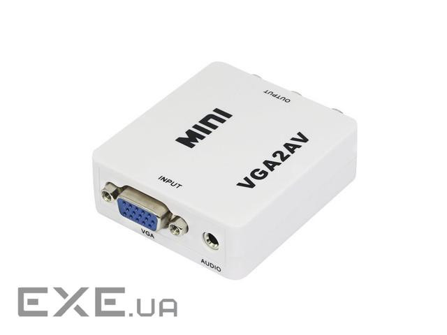 Перехідник моніторний Lucom VGA HD15-> RCAx3 M/M (AV), Pas (RCA-екран) аудіо+відео (62.09.8081-1)