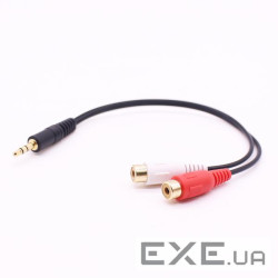 Перехідник аудіо Jack 3.5mm 3pin-RCAx2 M/F,0.2m Nickel,чорний (62.09.8274-1) (62.09.8274-1)