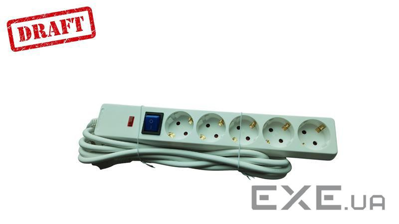 Подовжувач-фільтр мережевий 2E 5xТип F, 3x1.5мм кв, 16A, з захистом від перенапруги (2E-SP515OSM3WH)