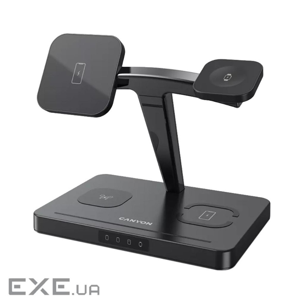 Зарядний пристрій Canyon wireless charger WS-404 15W 4in1 Black (CNS-WCS404)