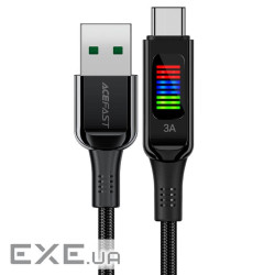 Кабель ACEFAST C7-04 USB to Type-C 3A, 1.2m, nylon, zinc connectors, LED, Black (6974316282785)