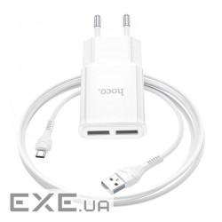 Набір СЗУ 110-240V HOCO C88A+ кабель Micro, 2xUSB, 2.4A, кабель 1м, White, Box (C88A / MW) , White, Box (C88A / MW)