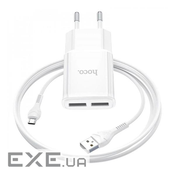 Набір СЗУ 110-240V HOCO C88A+ кабель Micro, 2xUSB, 2.4A, кабель 1м, White, Box (C88A / MW) , White, Box (C88A / MW)