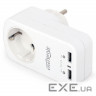 Зарядний пристрій EnerGenie 2 USB 2.1A з наскрізною розеткою (EG-ACU2-01-W)
