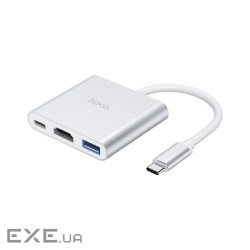 Концентратор HOCO USB-C to USB3.0+HDMI+PD HB14 Silver (6931474725790)