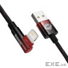 Дата кабель USB 2.0 AM to Lightning 2.0m 2.4A 90 corner black/red Baseus (CAVP000120)
