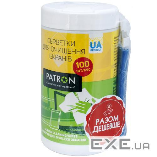 Серветки Patron for TFT/PDA/LCD 100pcs F3-027 + microfiber 20х20cm (CS-PN-BUNDL-1)