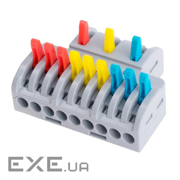 Клемна колодка з натискними затискачами 3х9-дроти LT-933 для розподільних коробок, (LT-933 cіра) )
