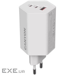 Зарядний пристрій Canyon HEXAGON 65 GaN 65W 2xPD 1xQC EU White (CND-CHAHEX65W)