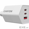 Зарядний пристрій Canyon HEXAGON 65 GaN 65W 2xPD 1xQC EU White (CND-CHAHEX65W)