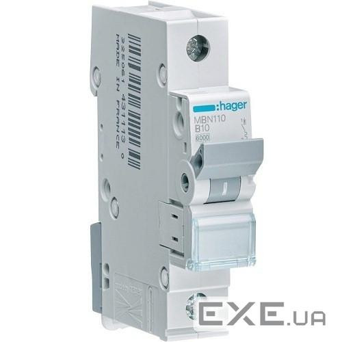 Автоматичний вимикач Hager 1-п. B 10A (6kA) 1M (A) (MBN110)