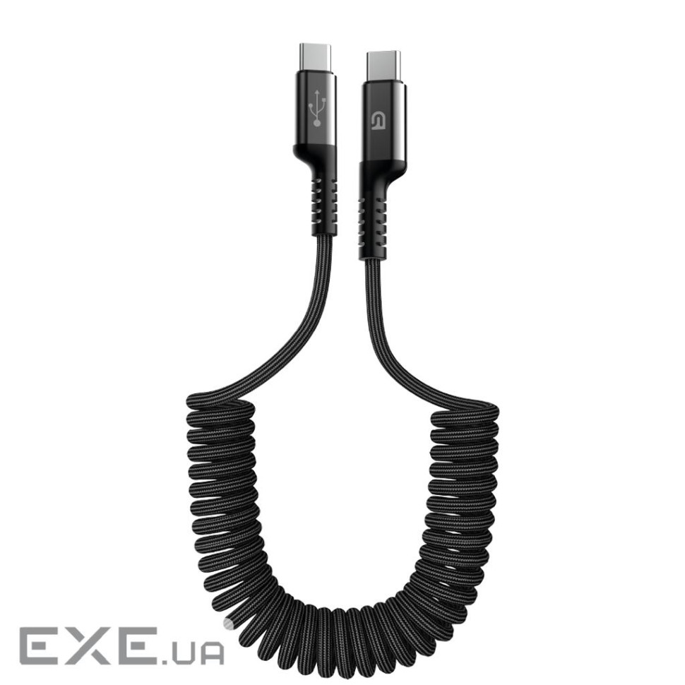 Дата кабель USB-C to USB-C 1.0m Spiral 3A Black Armorstandart (ARM75392)