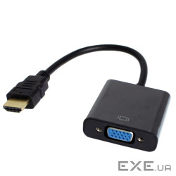 Перехідник HDMI M to VGA F V1.4 60Hz 0.15m black Patron (PN-HDMI-VGA) (ADAPT-PN-HDMI-VGA)