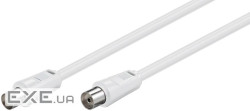 Кабель антенний-подовжувач RF:Coaxial M/F 5.0m,75 Ohm D=5.3mm 2xShielded 80dB,білий (75.05.0720-1) (75.05.0720-1)