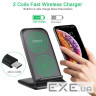 Зарядний пристрій Choetech 15W Fast Wireless Charging Stand 2coils black (T555-F-BK)