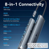 Док-станція USB3.2 Type-C --> HDMI/USB3.0/USB2.0/RJ45/SD/TF/PD 100W Hub 8-in-1 Vention (TGUHB)