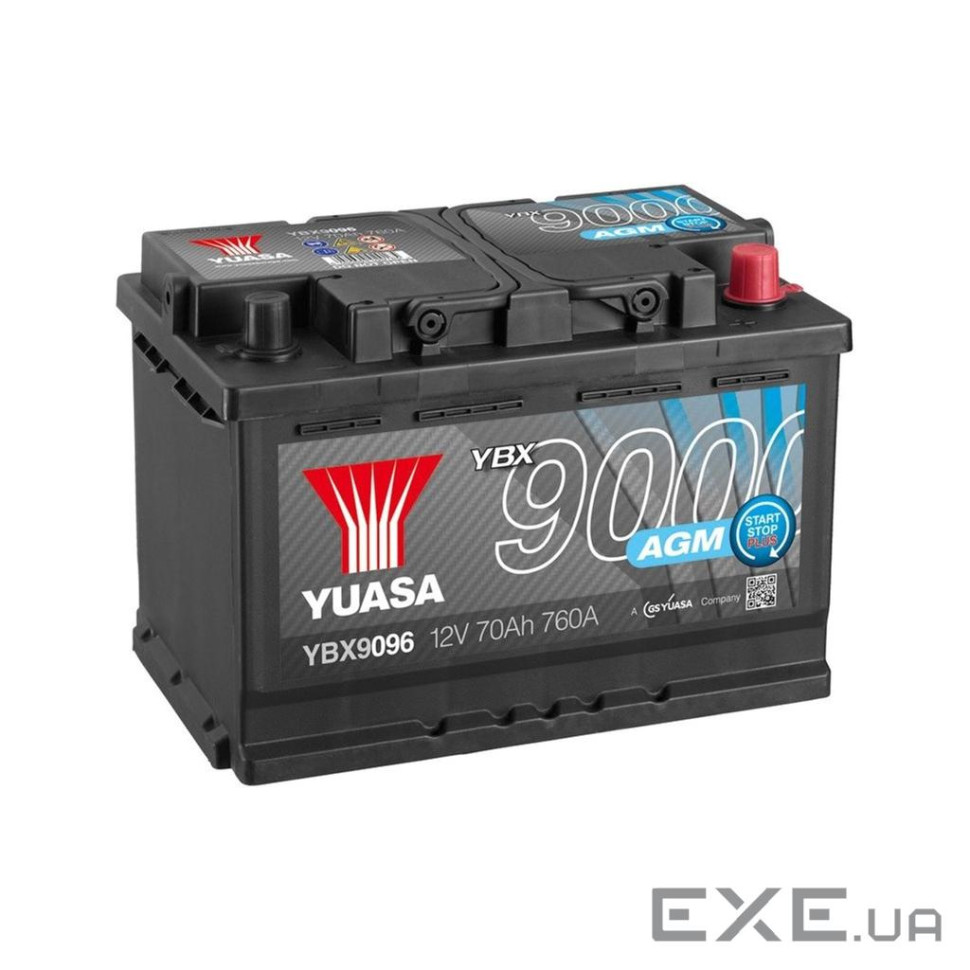 Акумулятор автомобільний Yuasa 12V 70Ah AGM Start Stop Plus Battery (YBX9096)