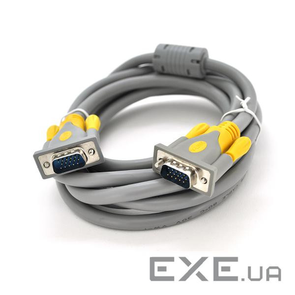 Кабель Merlion (YT-VGA(M)/(M)3+6GR-3m/07417) VGA-VGA, 3м, Gray/Yellow, пакет