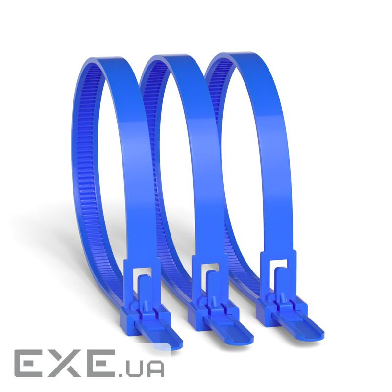 Стяжка багаторазова 250х8.0 мм, 100 шт, блакитна (INCT-25080U-BL)