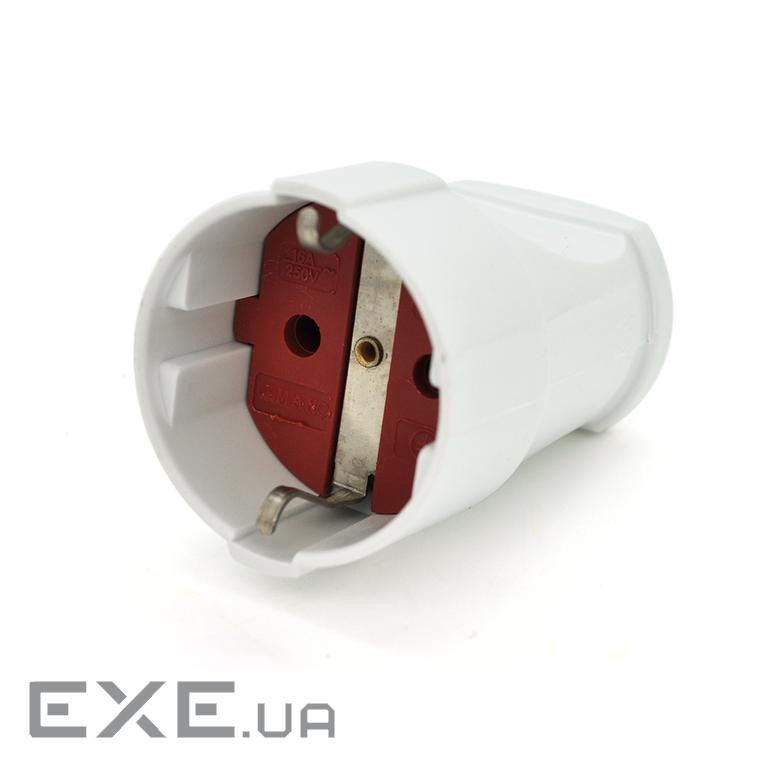 Штепсельне гніздо Євро із заземленням, розбірне, 16А 220V, колір білий / червоний, Q20 (000018164) , Q20 (000018164)