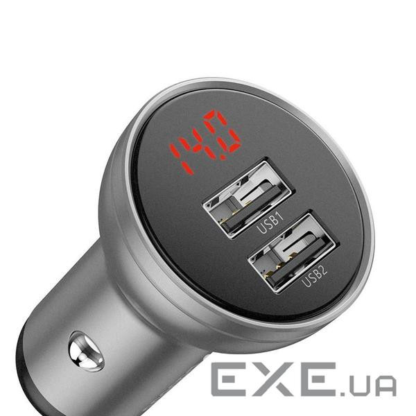 Зарядний пристрій Baseus Digital Display Dual USB 4.8A 24W silver (CCBX-0S)