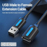 Кабель Vention USB 2.0 A Male to A Female Extension Cable 1.5M black PVC Type (CBIBG)