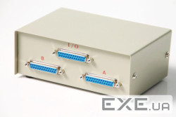 Перехідник принтерний LPT DB25 1x2 F/F,Switch ручний,сірий (14.01.2005-1)