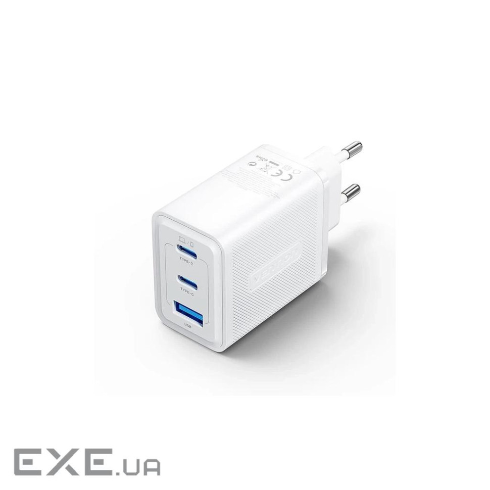 Зарядний пристрій Vention 2xUSB-C PD65W + 1xUSB QC3.0 60W GaN white (FERW0-EU)