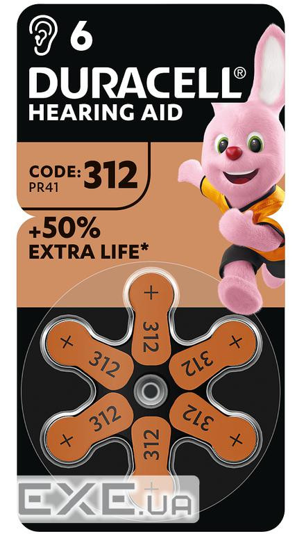 Батарейка DURACELL HA 312 уп. 6 шт . (5004325)