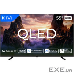 Телевізор 55", QLED, UHD, Google TV KIVI 55U820KB