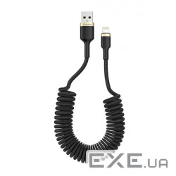 Дата кабель USB 2.0 AM to Lightning 1.0m spiral black ColorWay (CW-CBUL051-BK)