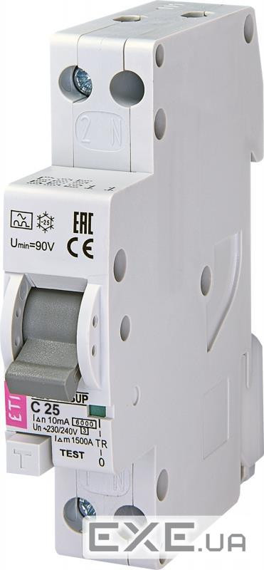 Диференційний автоматичний вимикач ETI KZS 1M SUP C 25/0,01 тип A (6kA) (верхнє підключенн (2175856)