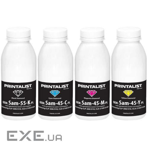 Тонер Samsung CLP-300/310, CLX-2160/3160 SET Black 55г/Сolor 45 Printalist (Sam-CLP300-SET-PL)