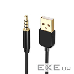 Кабель аудіо USB для iPod Shuffle Jack 3.5mm M 4 pin -> USB AM, 1.0 м. чорний (S1009) (S1009)