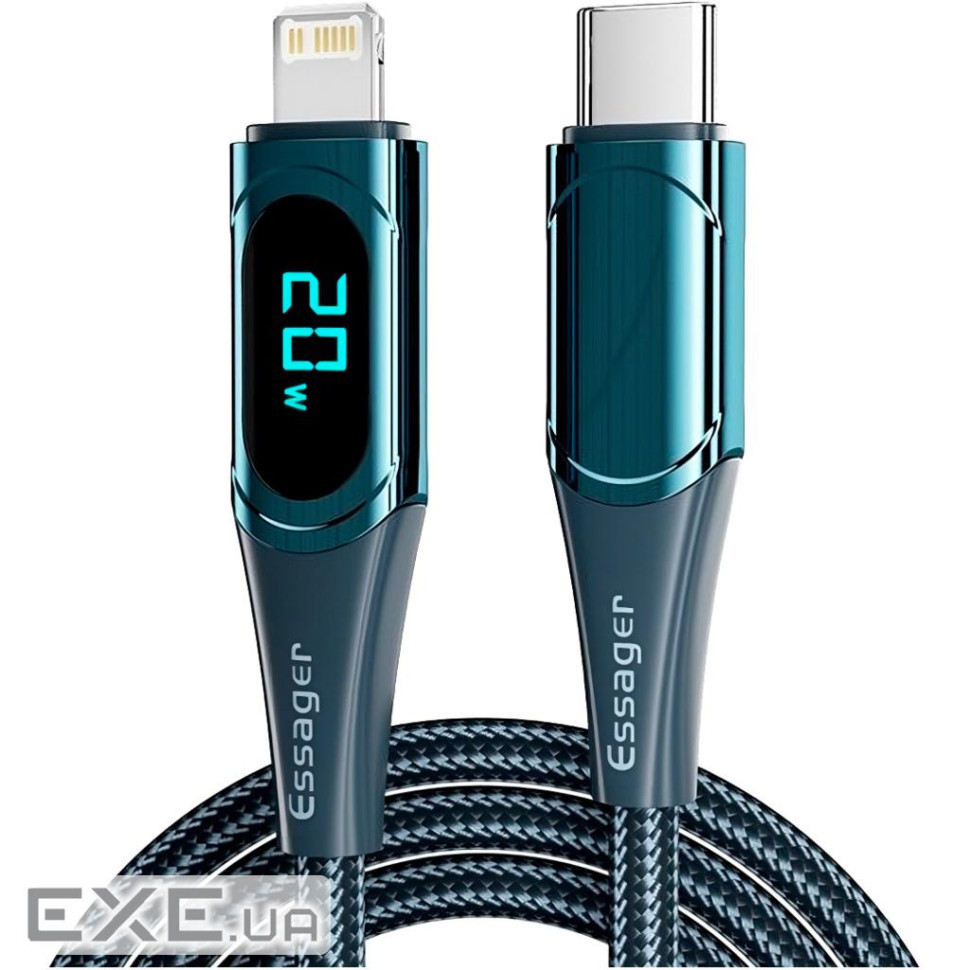 Дата кабель USB-C to Lightning 2.0m 20W Digital Display blue Essager (EXCTL-YDA03)