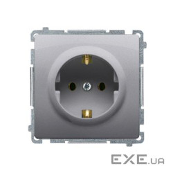 Розетка электрическая Basic с заземлением Schuko, сталь inox (BMGSZ1.01/21)