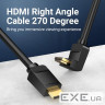 Кабель HDMI M - M, 2.0 м, V2.0, 4K 60Гц, кут 270, PVC, чорний Vention (AAQBH)