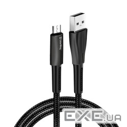Дата кабель USB 2.0 AM to Micro 5P 1.0m zinc alloy + led black ColorWay (CW-CBUM035-BK)