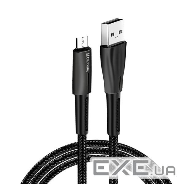 Дата кабель USB 2.0 AM to Micro 5P 1.0m zinc alloy + led black ColorWay (CW-CBUM035-BK)