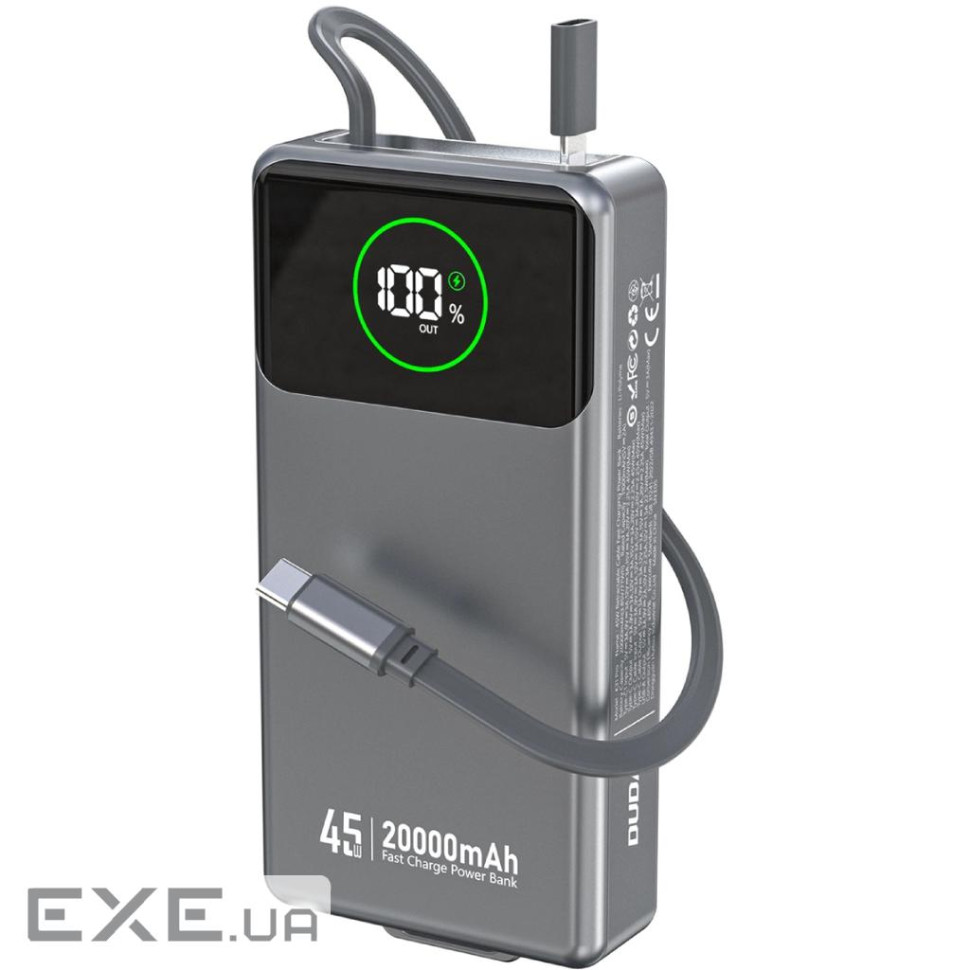 УМБ Dudao 20000mAh K31 Pro 45W PD,QC USB-A,USB-C In/Out,with built-in USB-C/Lightnin (6977196682010)