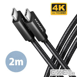 Кабель AXAGON BUCM32-CM20AB USB-C  <-> USB-C 3.2 Gen 2, 2m, PD 100W, 5A, 4K HD, Black
