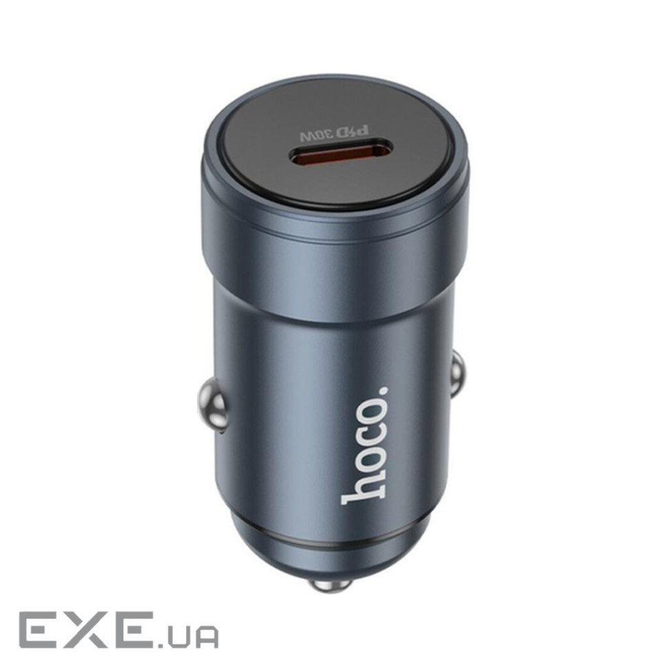 Зарядний пристрій HOCO Z57 USB-C PD30W car charger metal gray (6942007633048)